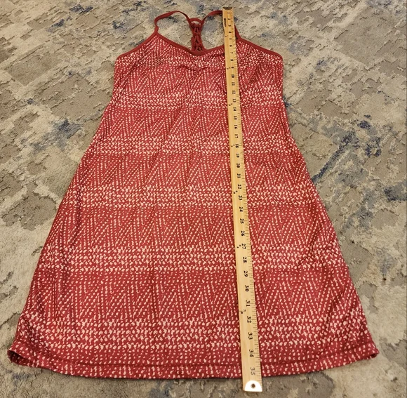 Prana Elixir Racerback Dress Crushed Cran Sumatra Pink Red Built In Bra Medium - Picture 9 of 16